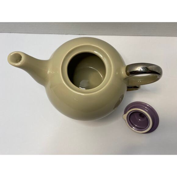 Porcelain Tea Mixed Colors Tan & Purple Glazed Teapot Teacup - Picture 3 of 8